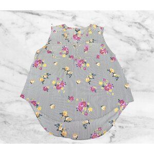 Torrid Georgette Striped Floral Sleeveless Blouse 2X Black White Purple Yellow